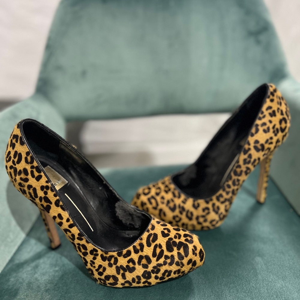 Dolce Vita Horse Hair Cheetah Print Platform Pumps, Size 7.5